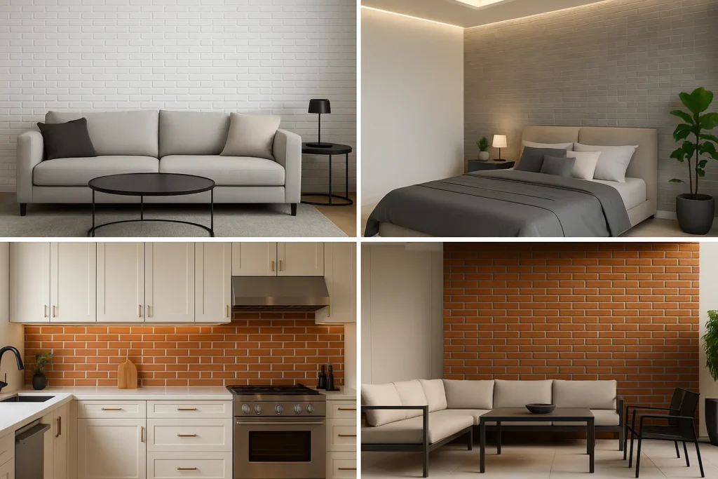 Revestimento Tijolinho de Parede: Ideias, Estilos e Inspirações para Sua Casa 1 Ambientes elegantes com tijolinho de parede à vista em áreas internas e externas modernas