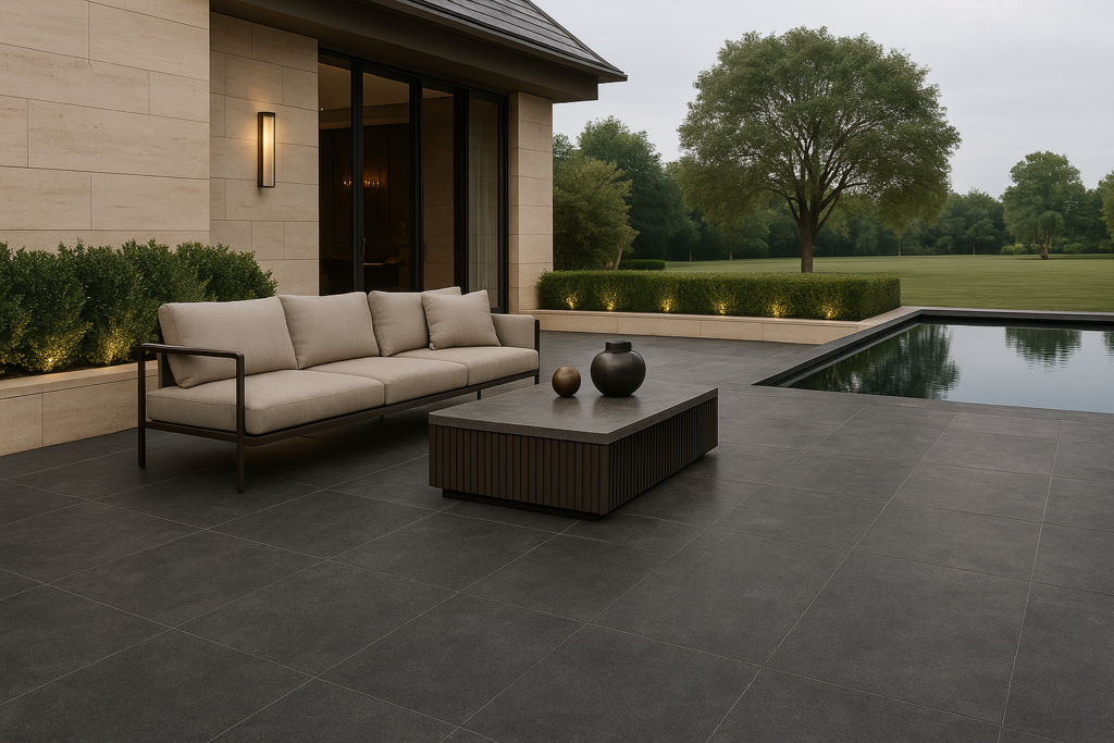 Tipo de Porcelanato: Conheça Cada Um e Onde Usar no Seu Projeto 5 Espaço externo com porcelanato natural antiderrapante no piso.
