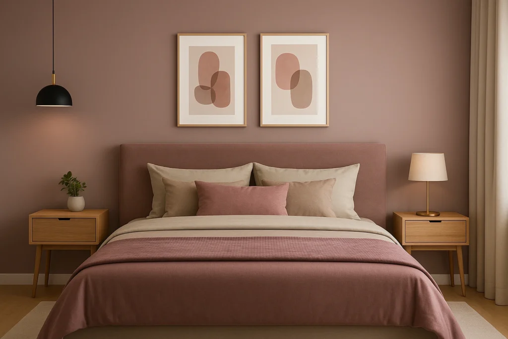 10 Inspirações de Cores para Quarto de Casal Moderno e Aconchegante 9 Quarto de casal moderno com tons neutros e iluminação aconchegante