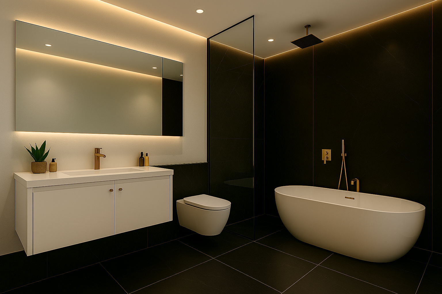 Banheiros com Porcelanato Preto: Elegância que Redefine o seu Espaço