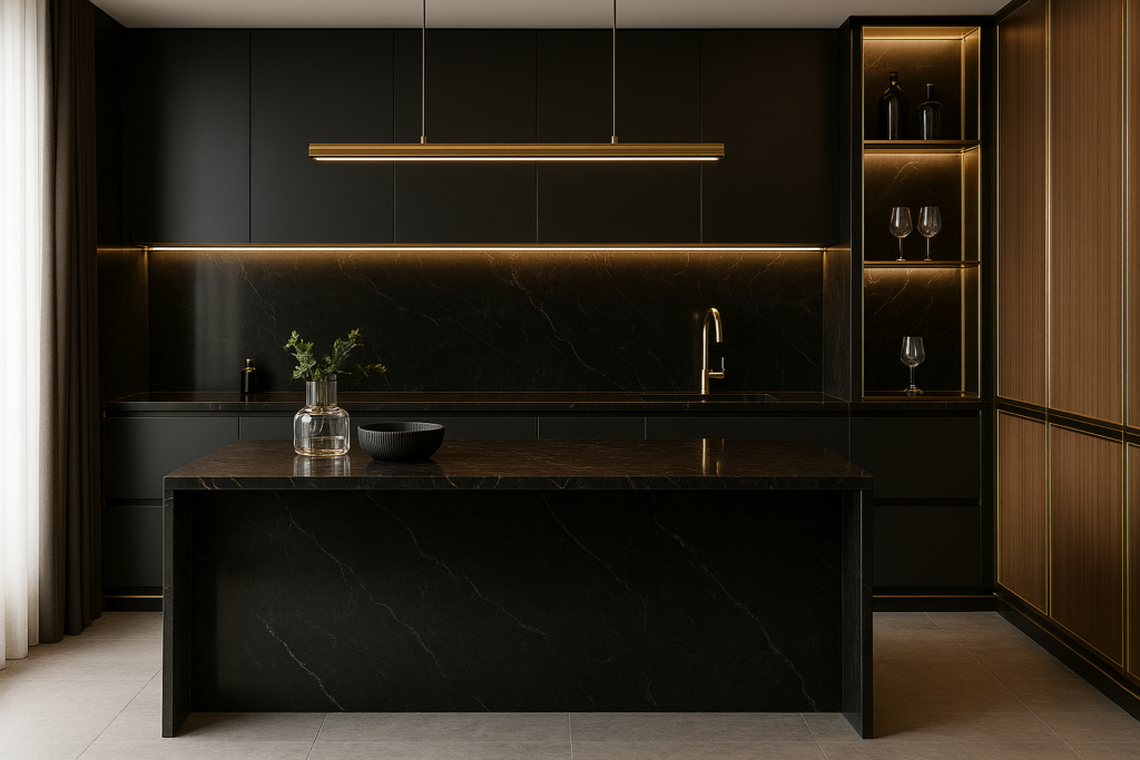 Porcelanato Preto na Cozinha: Dicas de Estilo e combinações Luxuosas