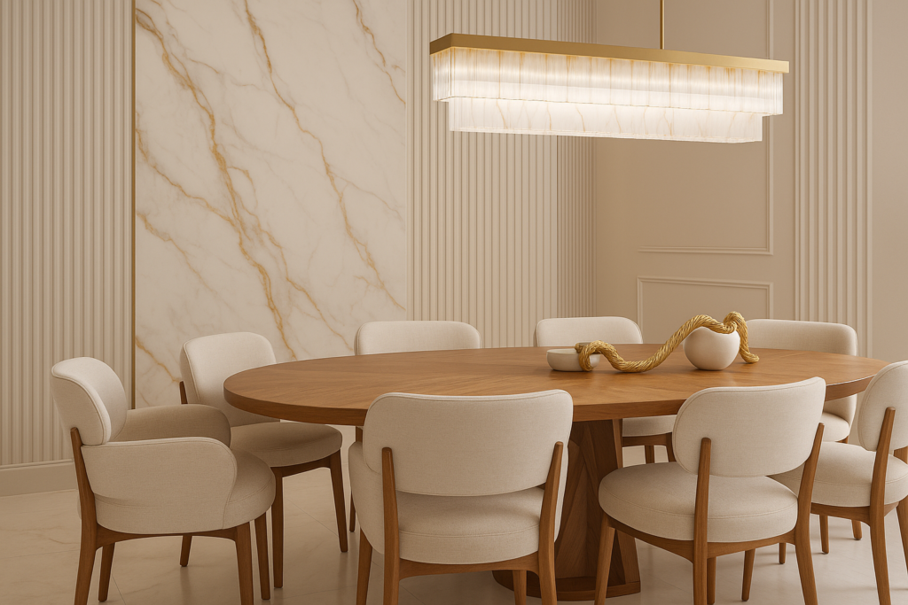 Porcelanato Marmorizado com dourado: 10 ideias elegantes para transformar seu projeto